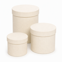Boîte à fleurs ronde en carton, ensemble cadeau de trois pièces, porte-bouquet, emballage rigide pour mariage, anniversaire, événements