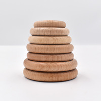 ACASA ARTO Beech Wood Round Unfinished Natural Color Ring Wood Ring Wood Beads for Jewelry Making