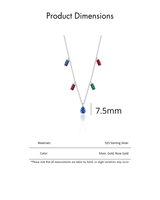 Arc-en-ciel carré Zircon moyen poire forme goutte d'eau pendentif collier femmes 925 collier en argent Sterling