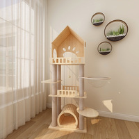 Arbre à chat série H en bois massif, lit pour chat, griffoir, grande tour pour chat, capsule spatiale, design original tout-en-un, villa de luxe pour animaux de compagnie
