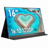 Moniteur portable AHXJKA 16 pouces, écran unique 1920x1200 120Hz, support avec étui en cuir, un seul câble, multi-écrans, compatible Win/Mac/Console