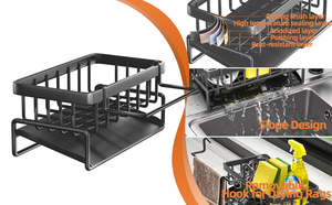 Égouttoir multifonctionnel en acier inoxydable pour éponge, support de séchage, organisateur d'évier de cuisine avec porte-torchon amovible - Product Image 5