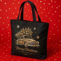 Sac en toile de coton naturel personnalisé pour Noël et l'hiver, disponible en stock ou sur commande, pour boutique en ligne