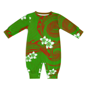 1 MOQ diskon besar bunga Hawaii cetak Polinesia desain suku lengan panjang kancing jepret pakaian bayi baju monyet pakaian balita - Product Image 1