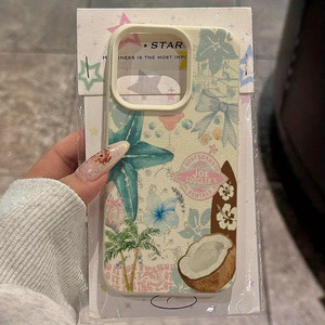 Funda para iPhone 17 16 Air Pro Max con Diseño de Pintura de Tinta de Flores de Cocotero Vintage, Textura Antideslizante Simple, Venta al por Mayor - Product Image 2