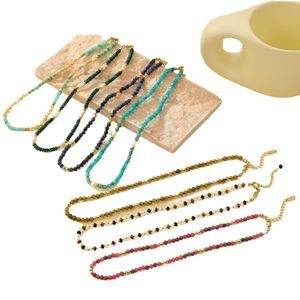 Ручной работы, изысканная простая цепочка на ключицу для девочек, незамысловатое ожерелье из натурального камня, ожерелье из хрусталя, колье из нержавеющей стали - Product Image 1