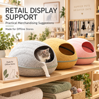 Lit pour chat en feutre de forme ovale personnalisé, maison fermée pour animaux de compagnie, pour chats et chatons, vente en gros OEM ODM