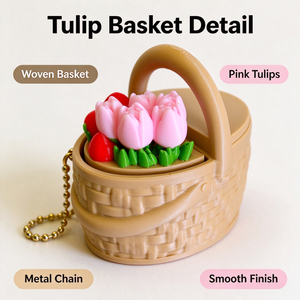 พวงกุญแจรูปตะกร้าปิกนิกดอกทิวลิปและสตรอว์เบอร์รีแบบพิมพ์ 3 มิติ ยี่ห้อ FUSEJOY สินค้าขายดี ดีไซน์สวยงาม คลิกกดเพื่อคลายเครียด จี้ห้อยขนาดเล็ก - Product Image 3