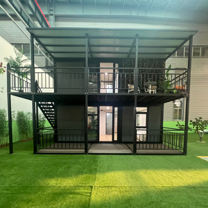 20-футовый расширяемый контейнер: двухслойный складной дом с двойными крыльями для отелей, вилл, складов, с алюминиевыми окнами и оцинкованным стальным каркасом - Product Image 1