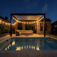 Pergola/Pavillon en alliage d'aluminium robuste avec toit à lames orientables, structure thermolaquée, protection solaire toutes saisons