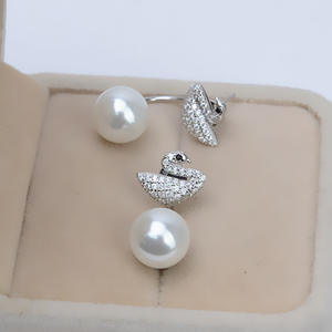 S925 Silver Chain Smooth Diamond Earrings Personalized Necklace Pearl DIY Accessories Empty Silver <b>Jewelry</b> <b>Findings</b> <b>Components</b> - Product Image 2