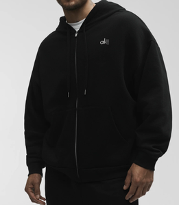 Men Solid Color Full Zip up <strong>Hoodie</strong> Oversized Embroidery Logo Fleece Hooded Jacket Custom Label Wholesale Factory - Product Image 6