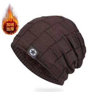 Gorro de lana cálido para hombre, gorro de punto grueso, a prueba de viento, para mantener el calor, gorro de esquí para exteriores, color sólido - Product Image 1