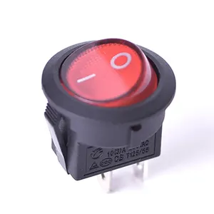 Large Current Round RED LED Light 6A Rocker Switch PA66 Rocker Switches Red