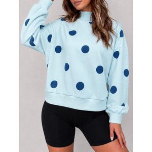 Sweat-shirt personnalisé pour femme en tricot à pois, col montant, manches longues, coupe ample, style Y2K, tenue de mode automne - Product Image 5
