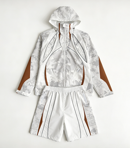 <strong>Men's</strong> Streetwear Tracksuits Custom Print Windproof Quick Dry Hooded <strong>Zip</strong> Jacket <strong>Shorts</strong> Set Breathable Lightweight Activewear - Product Image 3