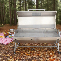 Rôtissoire pour barbecue en acier inoxydable de 25 watts, rôtissoire électrique portable moderne, pour l'extérieur, fenêtre d'observation avec hotte de 125 lb