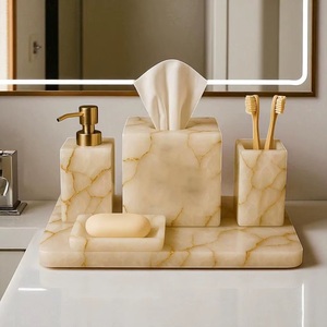 Juego de 5 Piezas de Ágata Natural Hechas a Mano, Bandeja para Servir, Caja para Pañuelos, Juego de Baño en Venta por Crafts Galore - Product Image 3