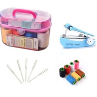 Kit de machine à coudre portable électrique manuelle de voyage, sac de couture en plastique écologique, mini boîte à canettes pour enfants, ensemble de fils