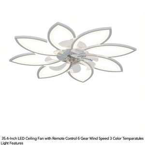 Ventilador de Techo LED Moderno de 35.4 Pulgadas con Control Remoto, Motor DC de 6 Velocidades, Luz Integrada - Product Image 1