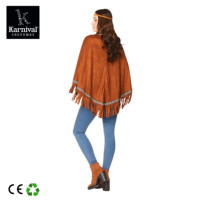 Poncho de cow-boy indien pour femme avec franges, robe hippie traditionnelle et haut en daim pour adulte
