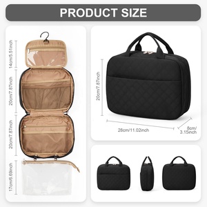 Large Capacity Portable Bathroom Hanging Washbag with Zipper Closure Waterproof Cosmetic Makeup Storage Travel Toiletry Bag Hook - Product Image 3