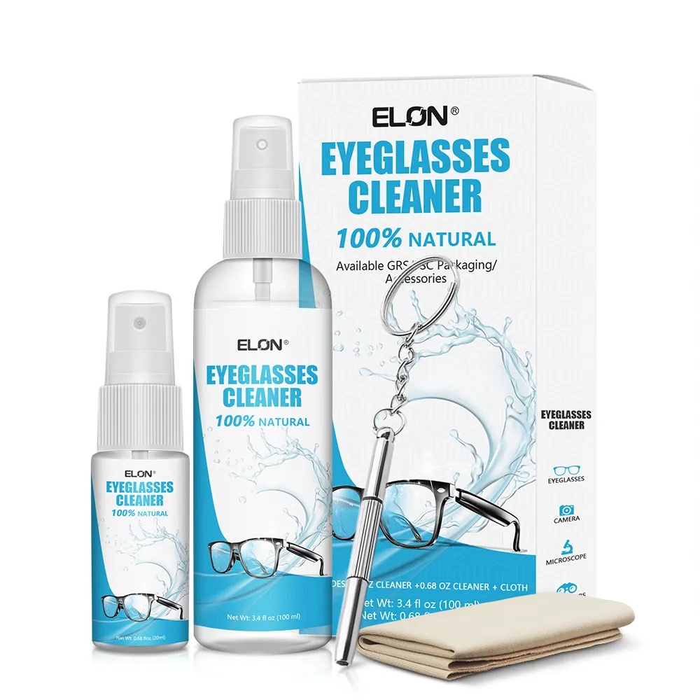Personalizar o logotipo 120ml Óculos de sol Lens Spray Cleaner Eyewear Liquid Spray Eyeglass Limpeza Care Kit com chave de fenda e