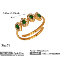 Bague ajustable ouverte en acier inoxydable 316L, hypoallergénique et étanche, incrustée de zircon bleu, bijou de mode pour femme