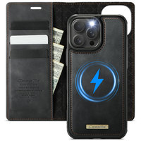 Funda tipo Cartera de cuero artificial de lujo CaseMe para 13 Pro Max RFID bloqueo carga inalámbrica 2 en 1 desmontable a prueba de golpes