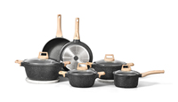 Ensemble de 21 casseroles, poêles et woks modernes de luxe durables, certifiés LFGB, BSCI, ISO9001, en granit antiadhésif
