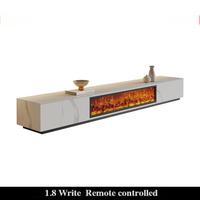 Meuble TV moderne avec flamme simulée, armoire décorative, design de cheminée électrique, table basse avec plateau en marbre rocheux