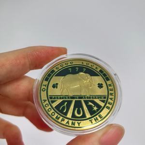 Четырехлистный клевер слон памятная счастливая монета рельефная лакированная металлическая Золотая и серебряная монеты - Product Image 3