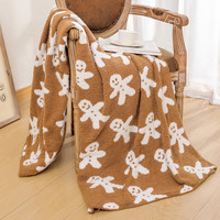 Personalisiertes Muster-Namensschild Jacquard-Polyester Strickdecke Weich Formbeständig Maschinenwaschbar Dekorative Gestreifte Decke für den Heimgebrauch