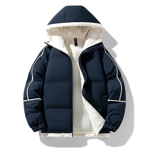 YZ New Style <strong>Men's</strong> <strong>Down</strong> <strong>Jacket</strong> - Casual Loose-Fit Zip-Up Hooded <strong>Filled</strong> with 85% <strong>Down</strong> for Winter Outdoor Use - Product Image 1