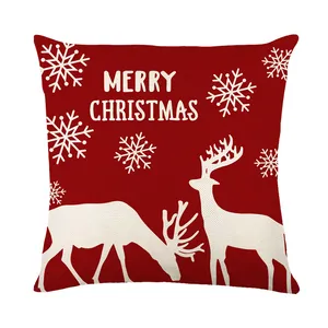 Gran oferta, funda de almohada DE LINO DE Navidad, sala de estar, hogar, sofá, decoración de vacaciones, funda de cojín