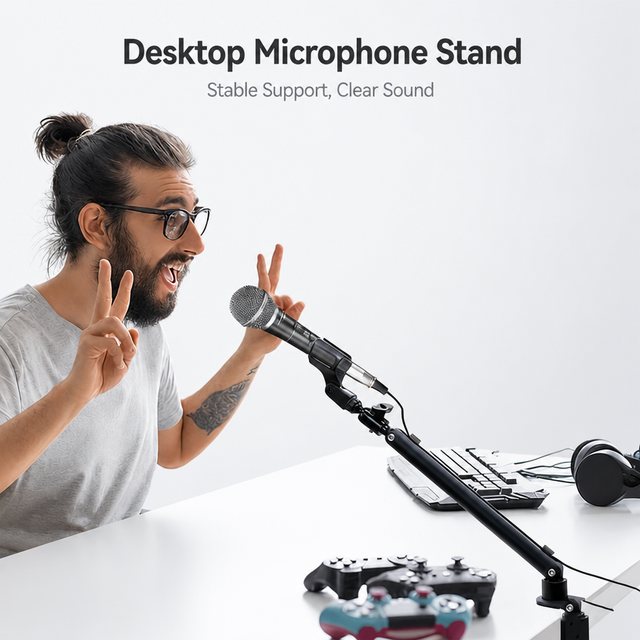 BoXiang 18-Yr BSCI OEM Gaming Mic Boom Arm No-Sag Gear Lock Heavy Duty Aluminum Desk Mount for Twitch YouTube Live Streaming