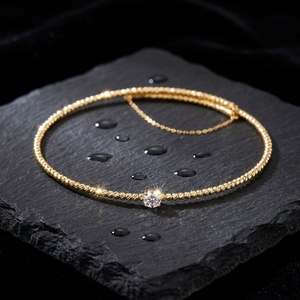 Bracelet élastique en or massif 18 carats Xinfly, perles facettées étincelantes, coupe diamant, bracelet flexible AU750, diamant naturel, bijoux fins - Product Image 1
