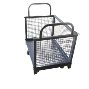 Black Grid Trolley Single Layer Plastic Picking Cart Utility Vehicle Mute Rubber Wheel Storehouse Transportation Auto Repair