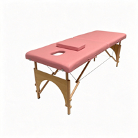 Table de massage portable à 2 sections avec pieds en bois, pliable, mobilier de salon et spa, table de thérapie