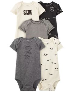 5-delige set baby rompertjes met korte mouwen, unisex, newborn, met cartoonprint, peuter outfit - Product Image 2