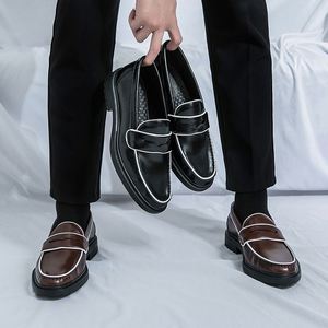 Mocasines de Cuero Genuino para Hombre con Logotipo Personalizado, a la Moda, Elegantes, Planos, Cómodos, con Soporte de Arco y Aumento de Altura, Ideales para Bodas - Product Image 6