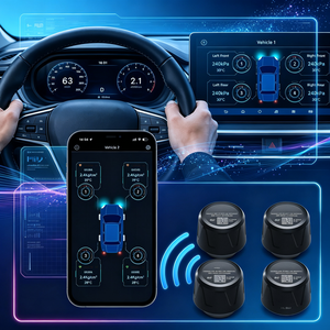 Fournisseur de solutions TPMS Bluetooth en gros, capteur externe BT TPMS étanche IP67, moniteur de pression des pneus, application mobile <span class=keywords><strong>gratuite</strong></span> - Product Image 1