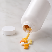 Flacon à pilules en plastique HDPE à col étroit de 200 ml avec logo personnalisé, conteneur de capsules de vitamine C de 200 cc à col étroit avec bouchon à vis
