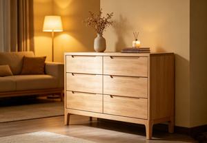 Modern Scandinavian Solid Wood 6-<b>Drawer</b> Chest Living Room Cabinet <b>Storage</b> Furniture - Product Image 6