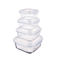Vente flash : 4 boîtes à lunch en verre borosilicate de différentes tailles avec couvercle hermétique, compatibles micro-ondes, récipients de stockage alimentaire pour la cuisine