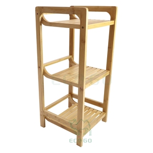 Étagère d'angle en bois de <span class=keywords><strong>bambou</strong></span> durable à 3 niveaux étagère de rangement pour salle de bain salon - Product Image 2