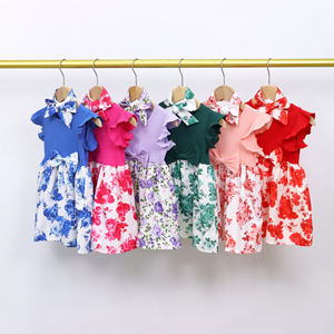 ชุดเดรสเด็กผู้หญิงลายดอกไม้คุณภาพสูงสำหรับฤดูร้อน พร้อมที่คาดผม ชุดเดรสสม็อคสำหรับเด็กผู้หญิง ขายส่ง - Product Image 5