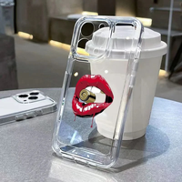 Étuis de téléphone pour hommes et femmes tendance pour Iphone7 8PLUS XS MAX XR 15 PRO MAX Objectif de précision Lèvres rouges sexy Étui de téléphone transparent