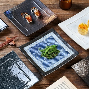 2026 Hot Japanese Style Square <b>Ceramic</b> Bone China <b>Plate</b> Household Dish Sushi Commercial Snack Barbecue Flat Microwave Safe Model - Product Image 2