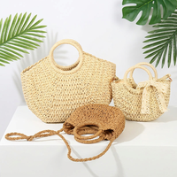 Nouveau design, sacs de plage en paille légers pour femmes avec logo personnalisé, sacs fourre-tout d'été en rotin tressé à rayures